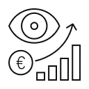 A graph and chart with a eye and euro symbol