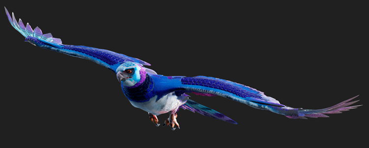 Oiseau bleu volant dans les airs.